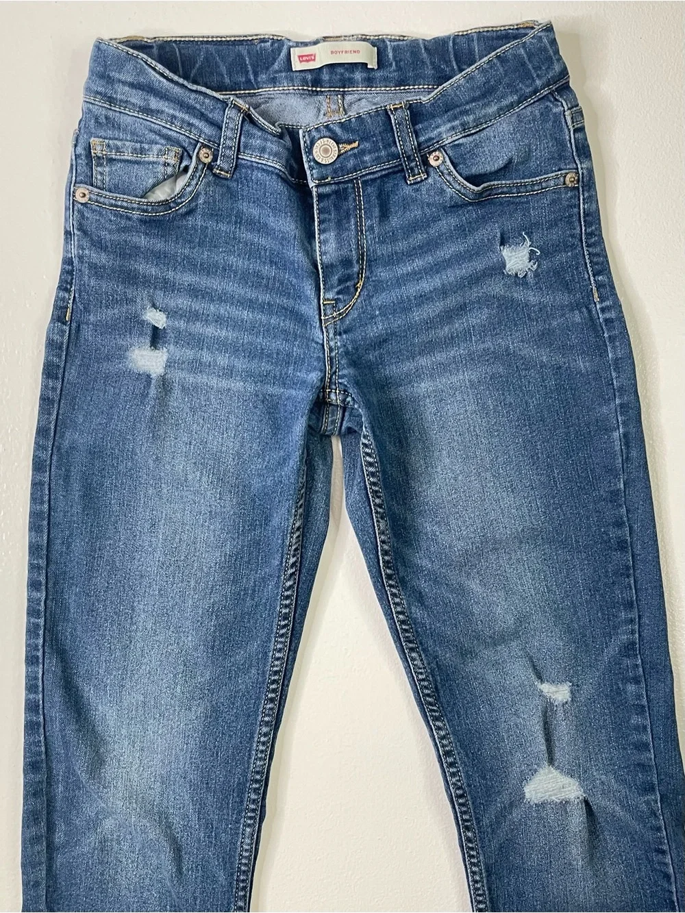 Levi's Boyfriend Distressed Medium Wash Jeans Girls Size 12 Reg